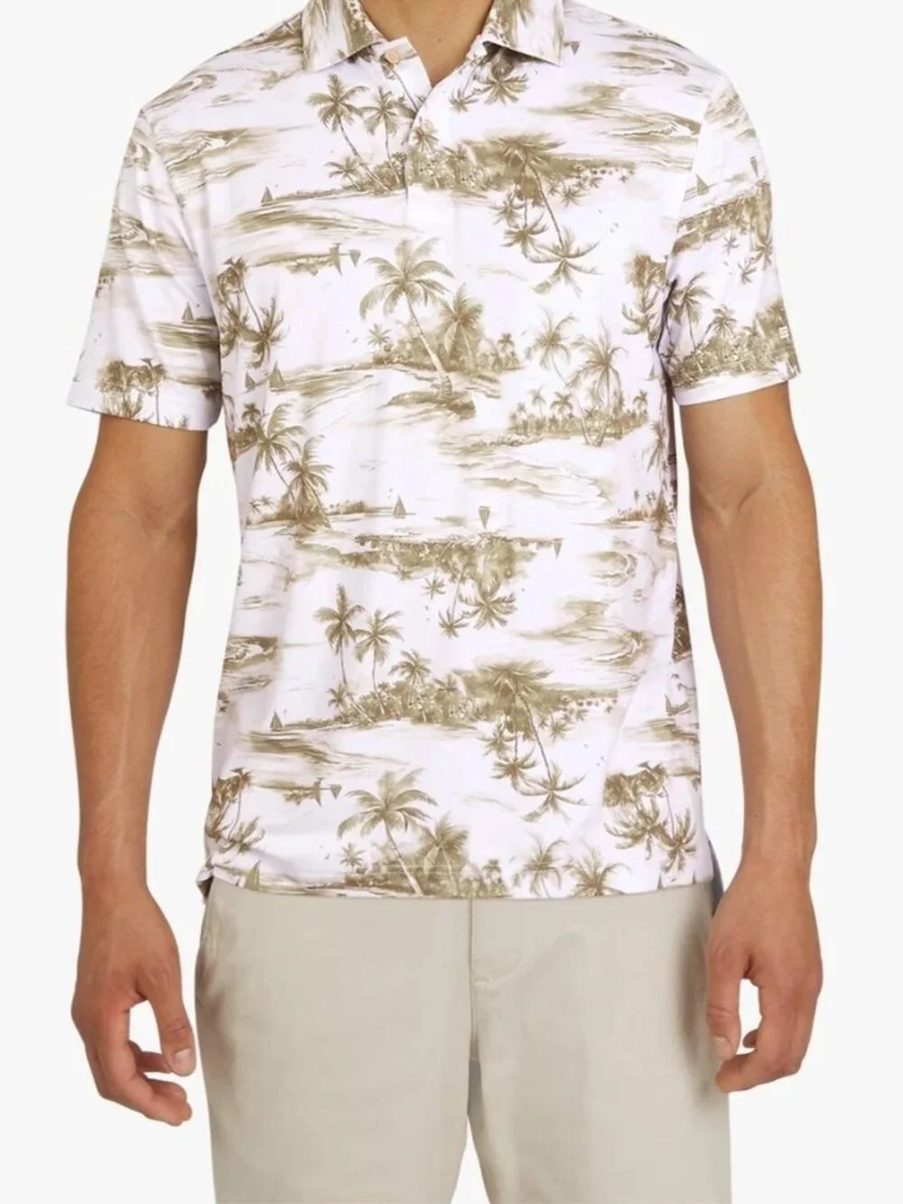 NWT Chaps Men's Super Soft Performance Printed Polo, Khaki, Small - NWT - Picture 1 of 4